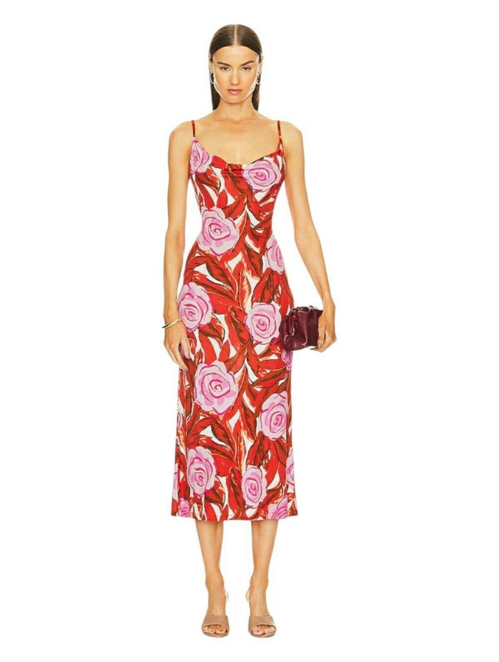 Diane Von Furstenberg Alik Dress Palm Floral Multi Red, Orange, Pink Size S